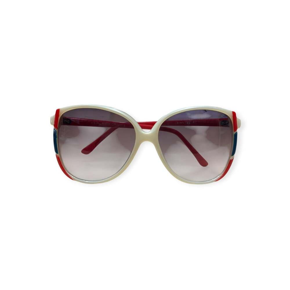 Vintage Visual Scene 586 GE Sunglasses Japan Oversized Cream Red Blue Frames